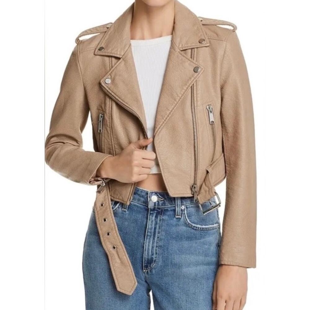 Pistola Women’s Tracy Faux Leather Moto Jacket – Elephant Grey